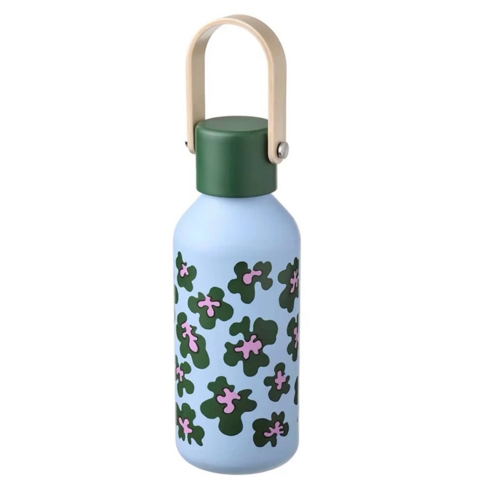 NWT IKEA x MARIMEKKO BASTUA Bottle, Stainless Steel, Blue, 24oz